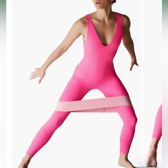 FP Movement by Free People  Never Better Strappy Back Jumpsuit Hot Pink NWOT - Picture 1 of 13